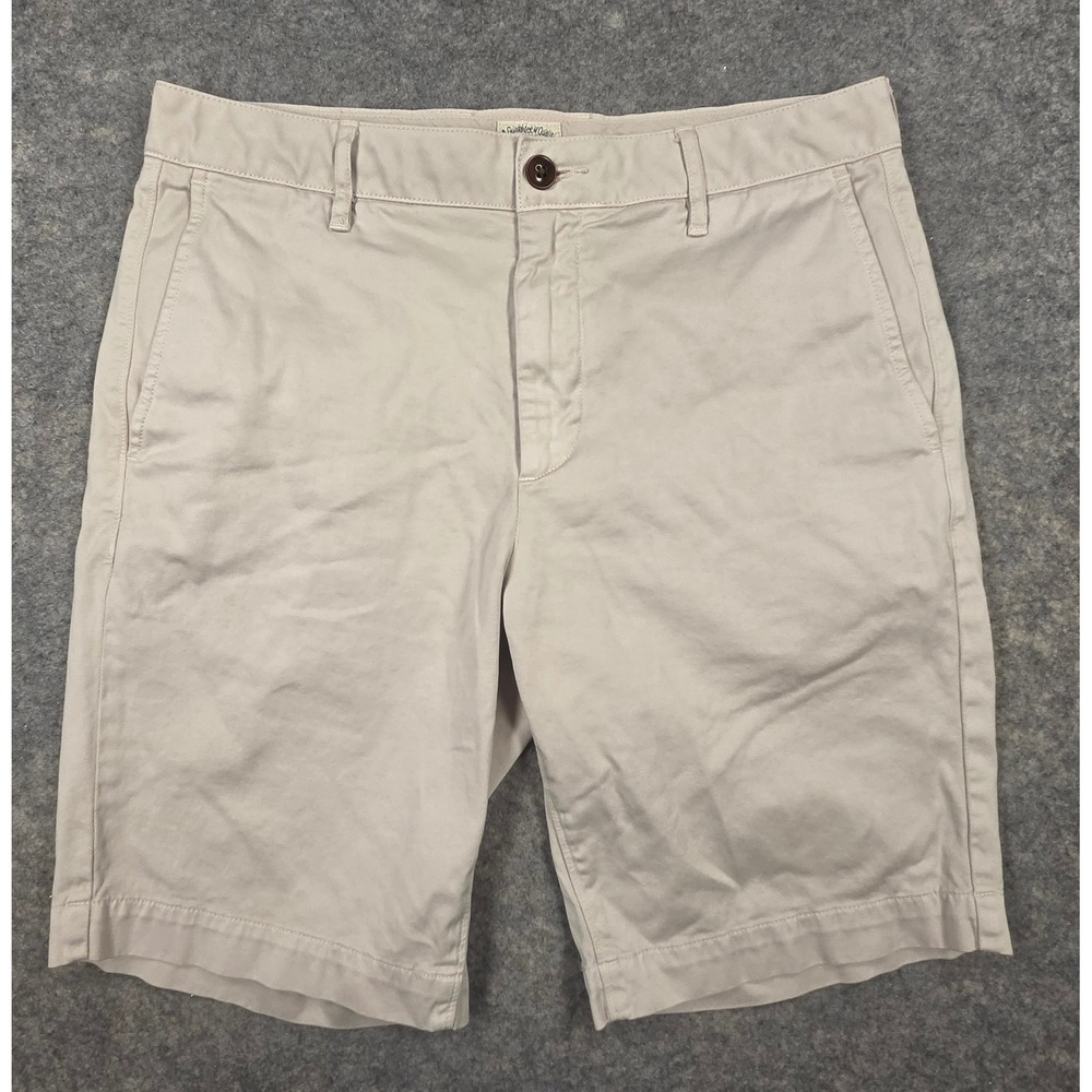 Faherty Brand Mens All Day Shorts Khaki Tan Pima Cotton Stretch Size 30